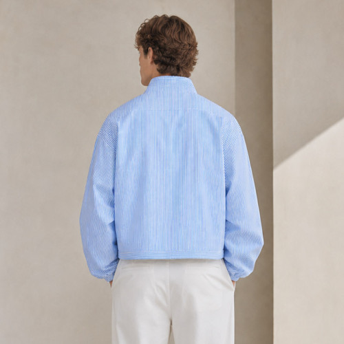 Custom Striped Wind Jacket in Light Blue