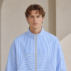 Custom Striped Wind Jacket in Light Blue