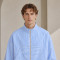 Custom Striped Wind Jacket in Light Blue