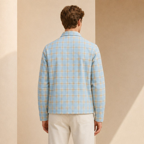 Custom Jacket in Light Blue Windowpane Check