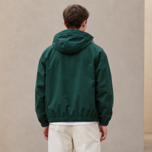 Custom Windbreaker Jacket in Dark Green Nylon