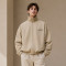 Custom Stand Collar Zip Jacket in Sand Beige