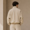 Custom Stand Collar Zip Jacket in Sand Beige