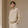 Custom Stand Collar Zip Jacket in Sand Beige