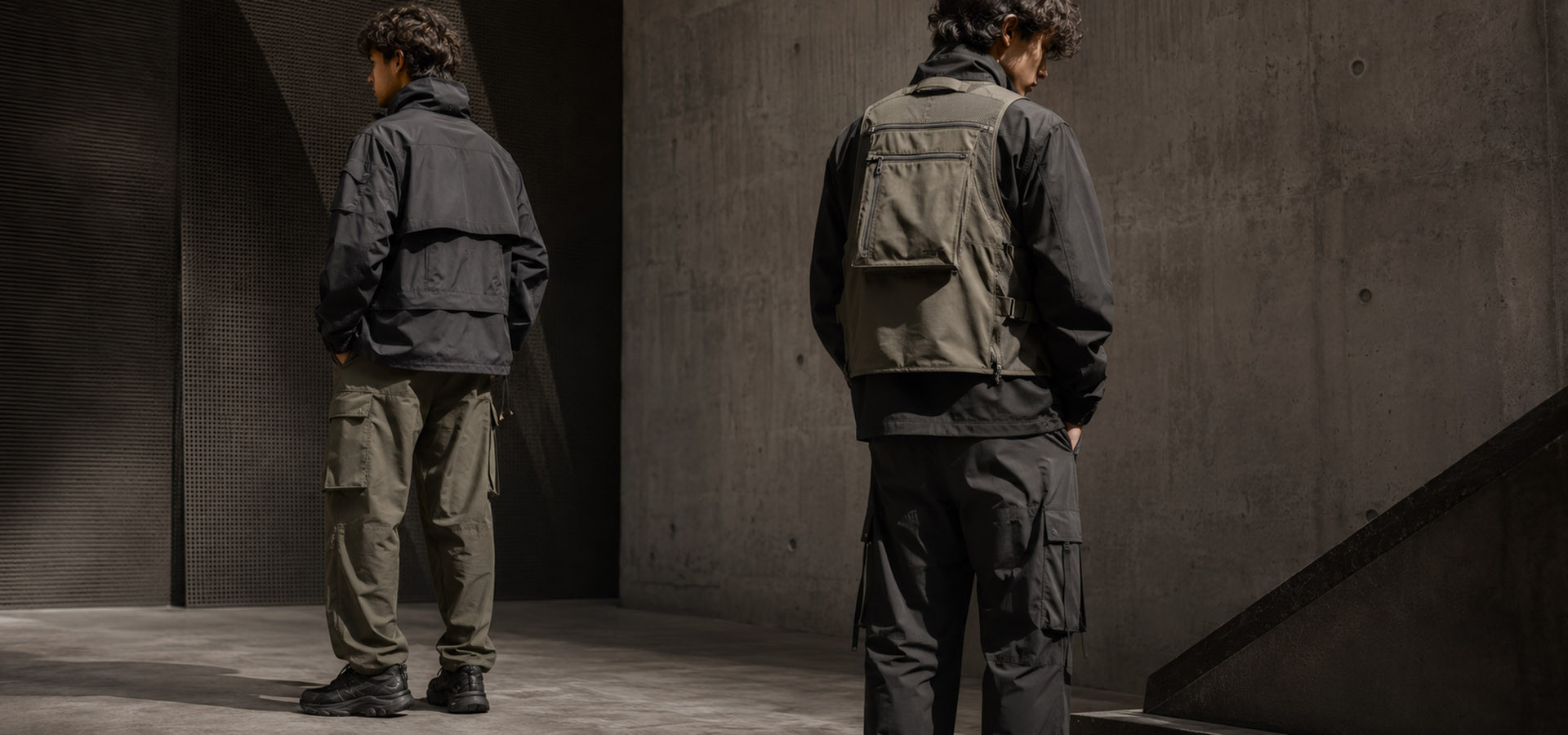 Utility streetwear collection with work jackets cargo pants technical vests and outerwear for established brands