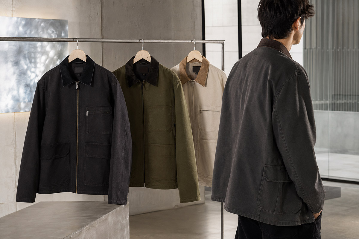 Premium utility streetwear collection with work jackets cargo pants and technical outerwear