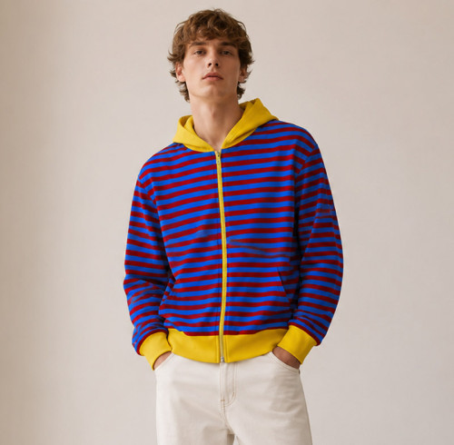 Custom Zip Up Hoodies Manufacturer | Striped Colorblock