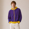 Custom Zip Up Hoodies Manufacturer | Striped Colorblock