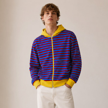 Custom Zip Up Hoodies Manufacturer | Striped Colorblock