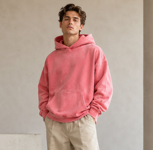 Custom Made Hoodies Manufacturer | Washed Pink Pullover