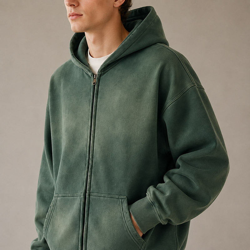 Green retro jacket model display