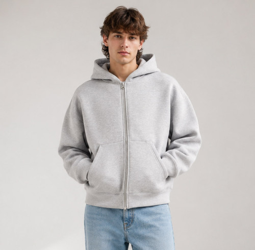 Custom Zip Up Hoodies Manufacturer | Heather Grey