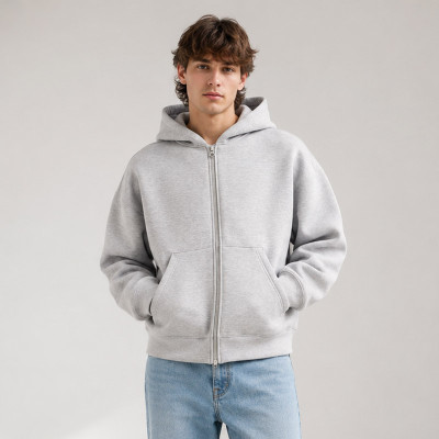 Custom Zip Up Hoodies Manufacturer | Heather Grey
