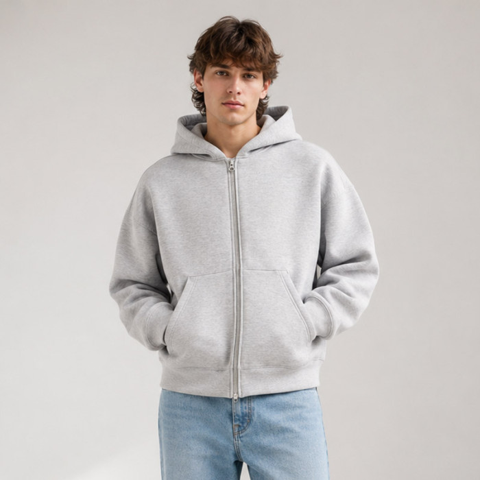 Custom Zip Up Hoodies Manufacturer | Heather Grey