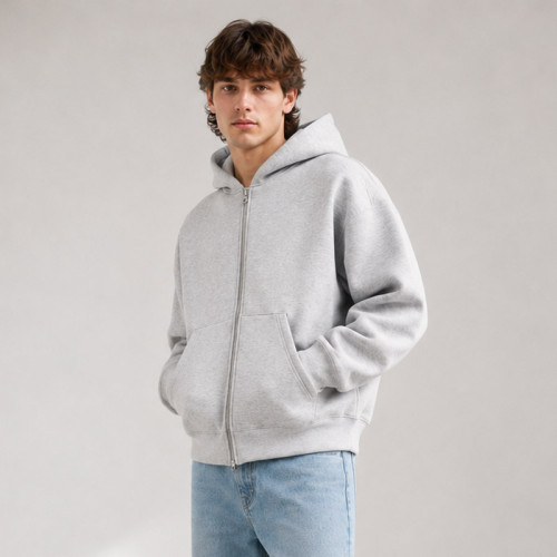 Custom Zip Up Hoodies Manufacturer | Heather Grey