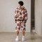 Custom Cow Print Zip Hoodie and Shorts Tracksuit Set