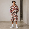 Custom Cow Print Zip Hoodie and Shorts Tracksuit Set