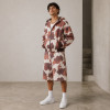 Custom Cow Print Zip Hoodie and Shorts Tracksuit Set