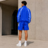 Custom Blue Color Block Nylon Tracksuit Set Half-Zip Jacket