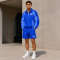 Custom Blue Color Block Nylon Tracksuit Set Half-Zip Jacket