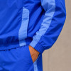 Custom Blue Color Block Nylon Tracksuit Set Half-Zip Jacket