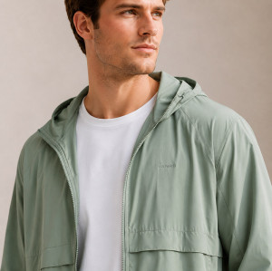 Custom Sage Green Nylon Hooded Tracksuit Set with Shorts