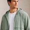 Custom Sage Green Nylon Hooded Tracksuit Set with Shorts