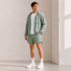 Custom Sage Green Nylon Hooded Tracksuit Set with Shorts