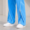 Custom Blue Fleece Tracksuit Set Cross Patch Side Zipper