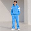 Custom Blue Fleece Tracksuit Set Cross Patch Side Zipper