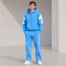 Custom Blue Fleece Tracksuit Set Cross Patch Side Zipper