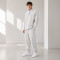 Custom Light Gray Quarter-Zip Fleece Tracksuit Set Minimalist