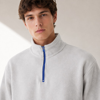 Custom Light Gray Quarter-Zip Fleece Tracksuit Set Minimalist