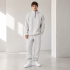 Custom Light Gray Quarter-Zip Fleece Tracksuit Set Minimalist