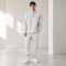 Custom Light Gray Quarter-Zip Fleece Tracksuit Set Minimalist