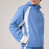 Custom Blue Color Block Nylon Hooded Tracksuit Set