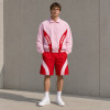 Custom Pink Red Color Block Polo Tracksuit Shorts Set