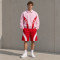 Custom Pink Red Color Block Polo Tracksuit Shorts Set