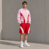 Custom Pink Red Color Block Polo Tracksuit Shorts Set