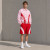 Custom Pink Red Color Block Polo Tracksuit Shorts Set