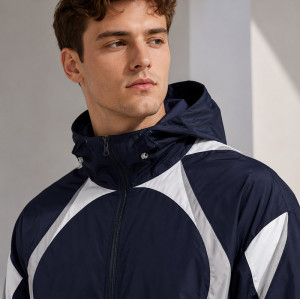 Custom Navy Color Block Hooded Tracksuit Shorts Set