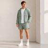 Custom Sage Green Nylon Hooded Tracksuit Set with Shorts