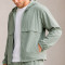 Custom Sage Green Nylon Hooded Tracksuit Set with Shorts