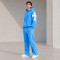 Custom Blue Fleece Tracksuit Set Cross Patch Side Zipper