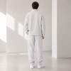 Custom Light Gray Quarter-Zip Fleece Tracksuit Set Minimalist