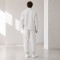 Custom Light Gray Quarter-Zip Fleece Tracksuit Set Minimalist