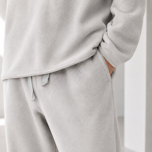 Custom Light Gray Quarter-Zip Fleece Tracksuit Set Minimalist