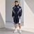 Custom Navy Color Block Hooded Tracksuit Shorts Set