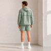 Custom Sage Green Nylon Hooded Tracksuit Set with Shorts