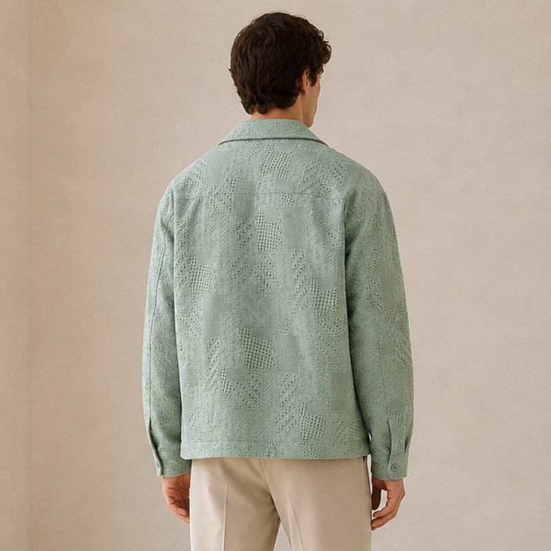 Detail image of custom jacquard work jacket
